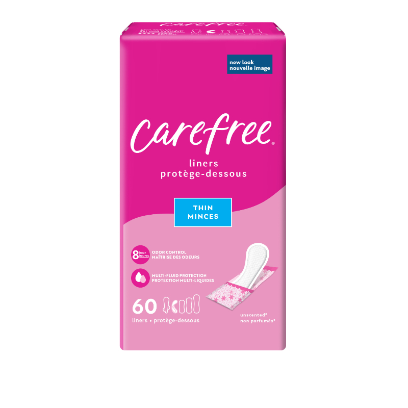 Carefree Body Shape Acti-Fresh Thin To Go Pantiliners - Unscented - 60s