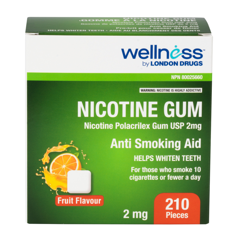 WELLNESS NICOTINE GUM FRUIT 2MG/210'S