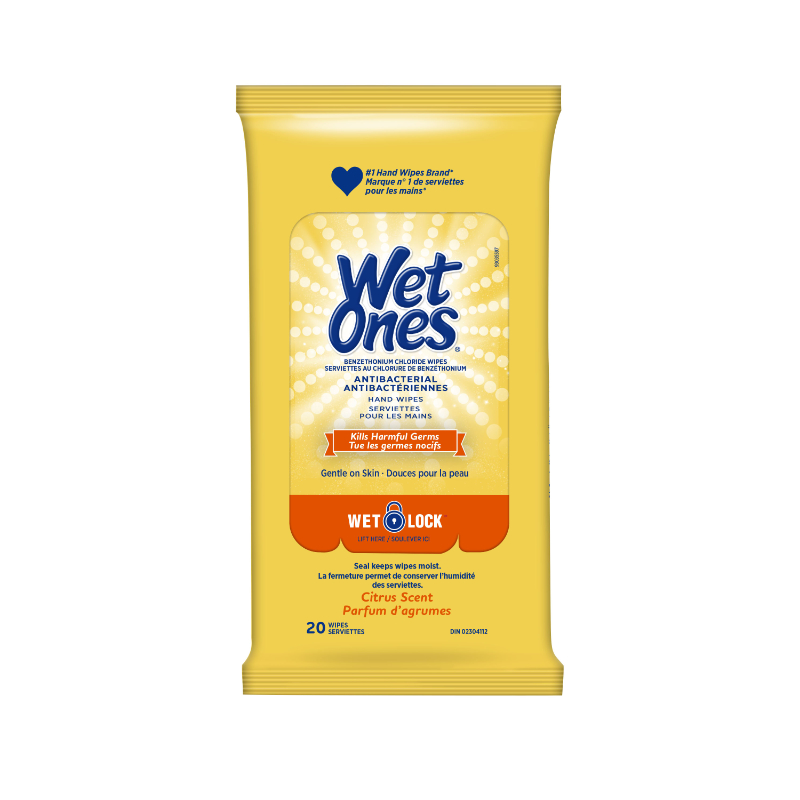 Wet Ones Anti-Bacterial Hand and Face Wipes - Citrus - 20s