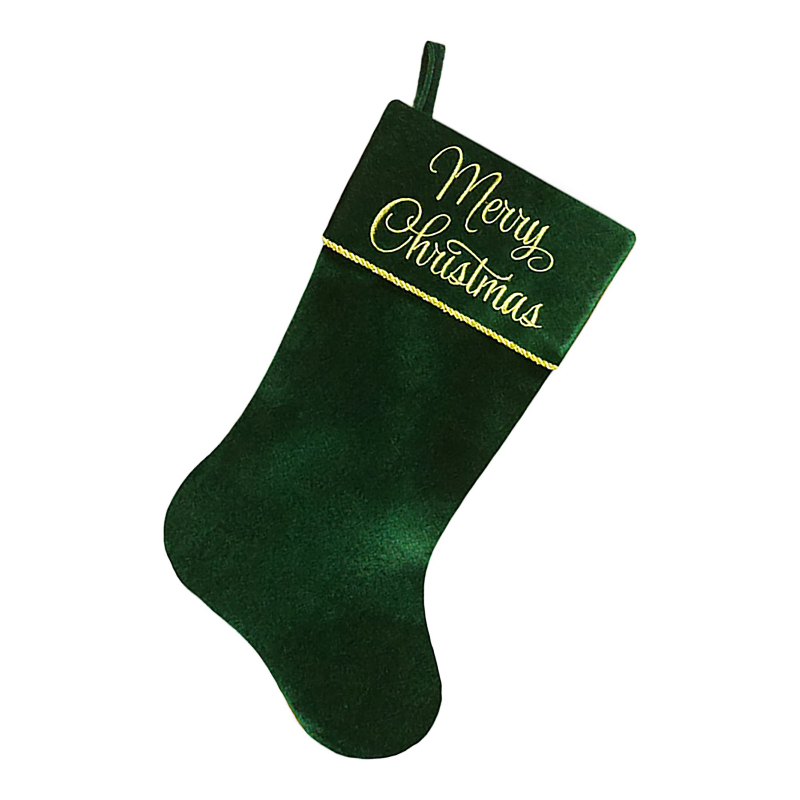 XMAS STOCKING VELVET in Green