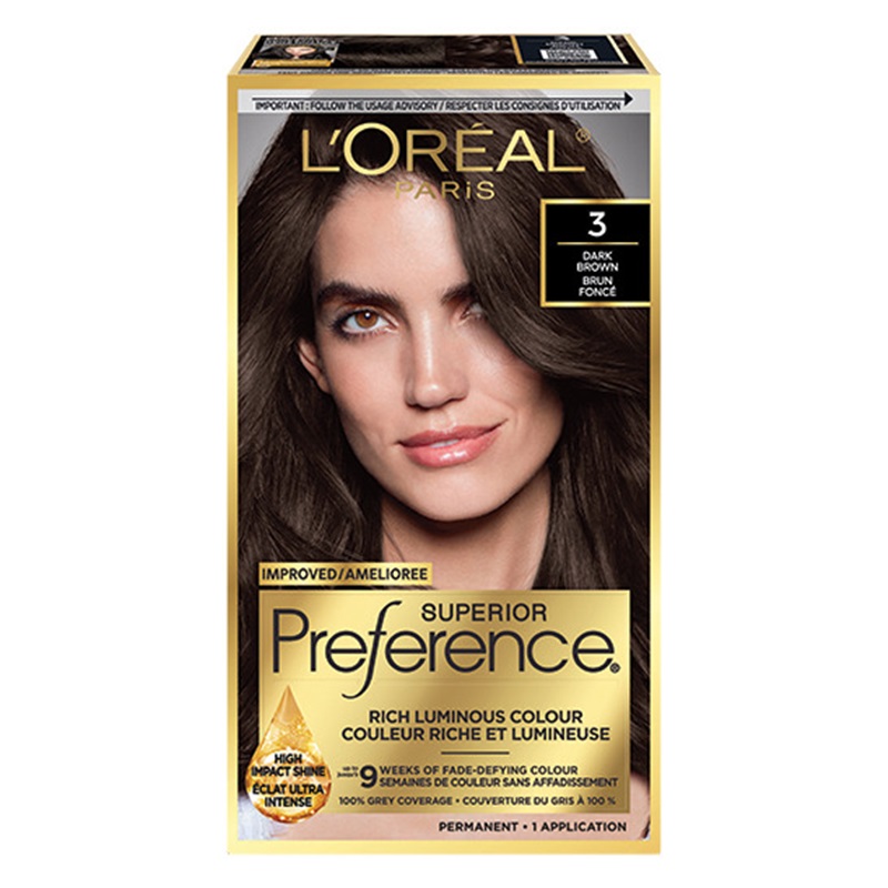 L'Oreal Superior Preference Fade-Defying Colour & Shine System - 3 Dark Brown