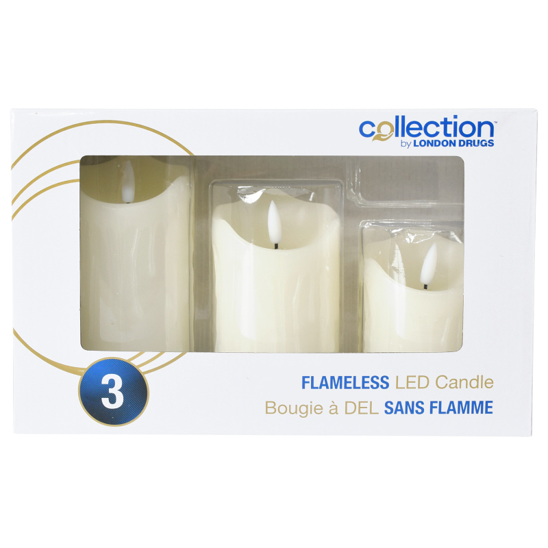 COLLECTION B/O LED CANDLE 3PC in White