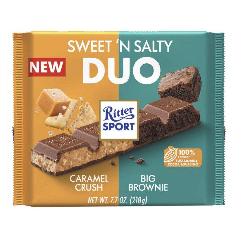 Ritter Sport Duo Sweet n Salty Caramel and Brownie Chocolate Bar - 218g