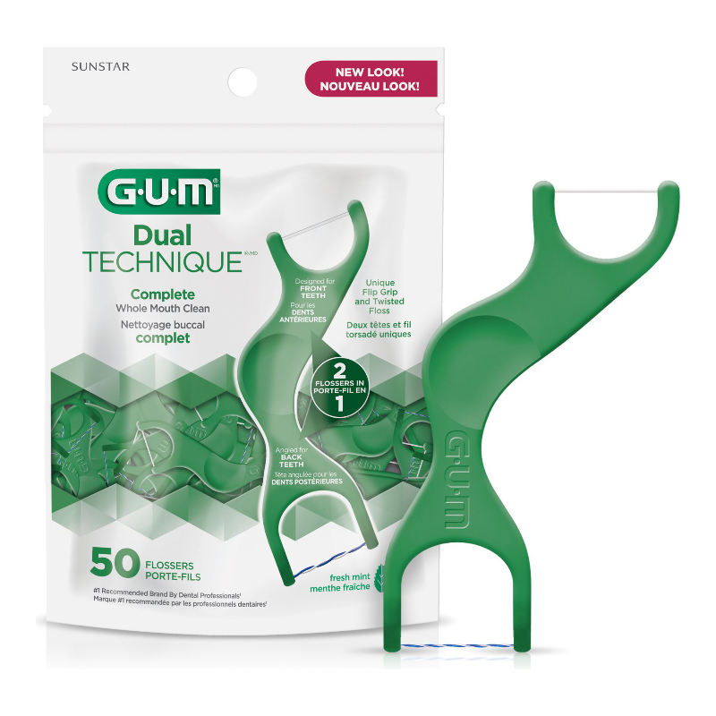 G.U.M Dual Technique Flossers - Mint - 50's