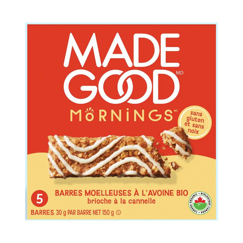 MadeGood Mornings Soft Baked Oat Bars - Cinnamon Bun - 5x30g