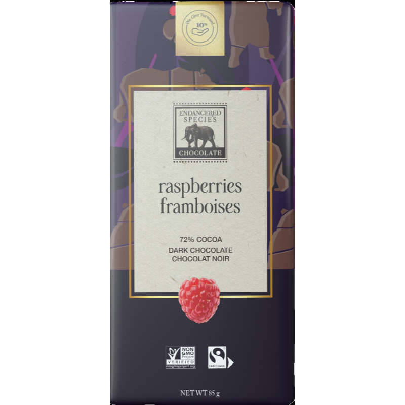 Endangered Species Dark Chocolate With Raspberries - 85g