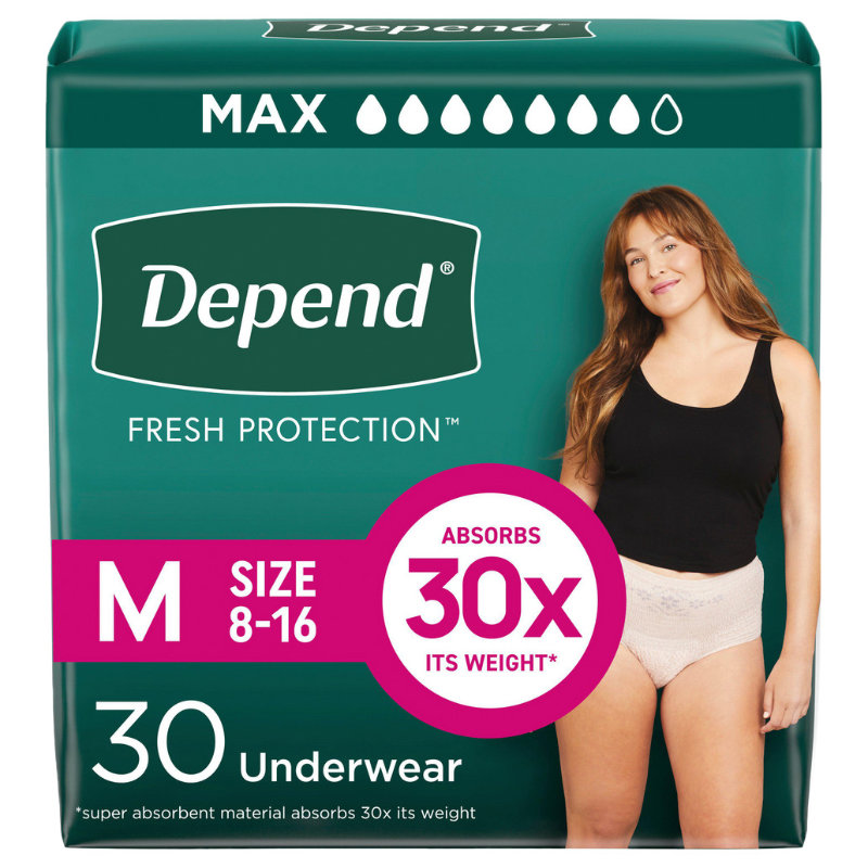 Depend Fresh Protection Adult Incontinence Underwear for Women - Blush - Maximum - Medium - 30 Count