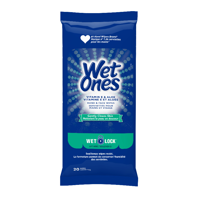 Wet Ones Hand and Face Wipes - Vitamin E  and Aloe - 20s