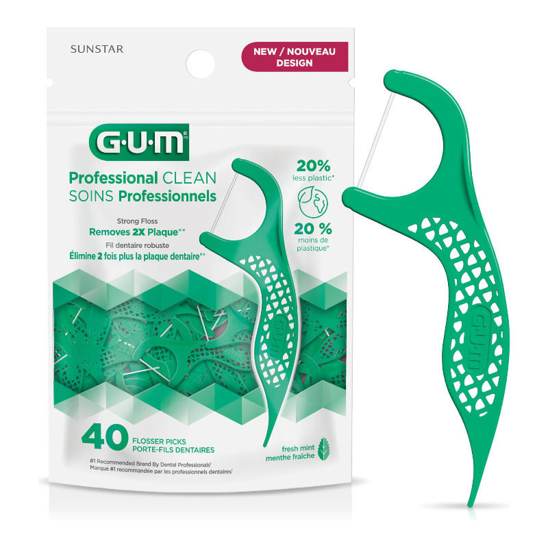 G.U.M Professional Clean Flosser Picks - Fresh Mint - 40s