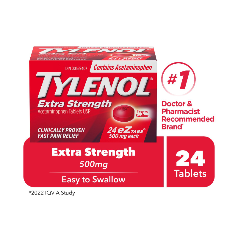 Tylenol* Extra Strength Acetaminophen eZ Tabs - 500mg - 24'sï¿½ ï¿½