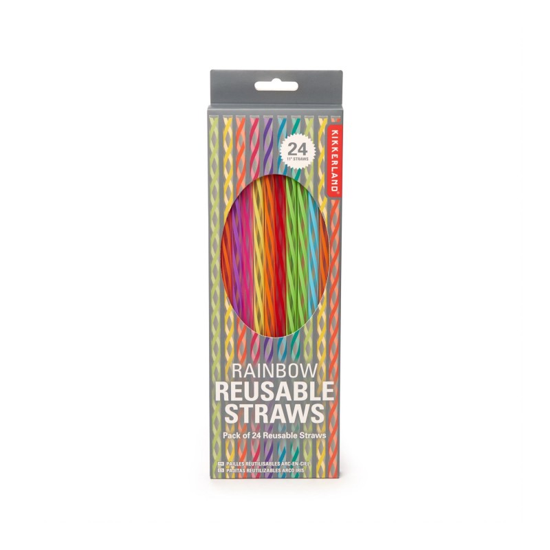 Kikkerland Rainbow Reusable Straws - Pack of 24