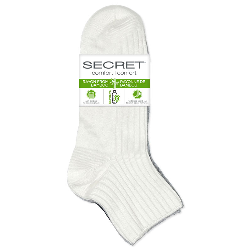 Secret Ribbed Bamboo Anklet - 3 pair in White Size 3PR