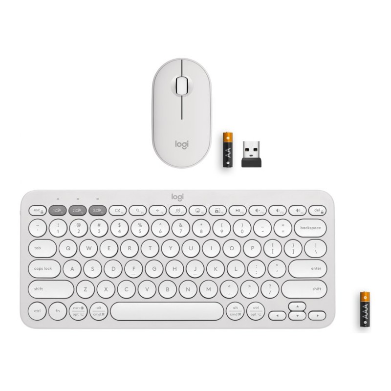 Logitech Pebble 2 Combo Wireless Keyboard and Mouse - Tonal White - 920-012198