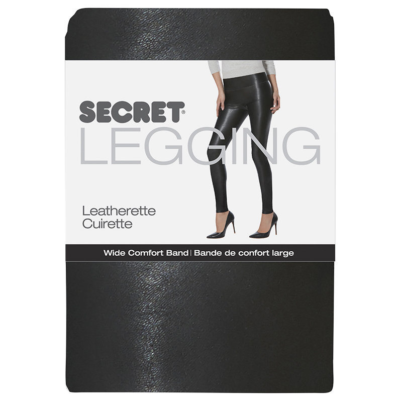Secret Leatherette Leggings - Black/Grey