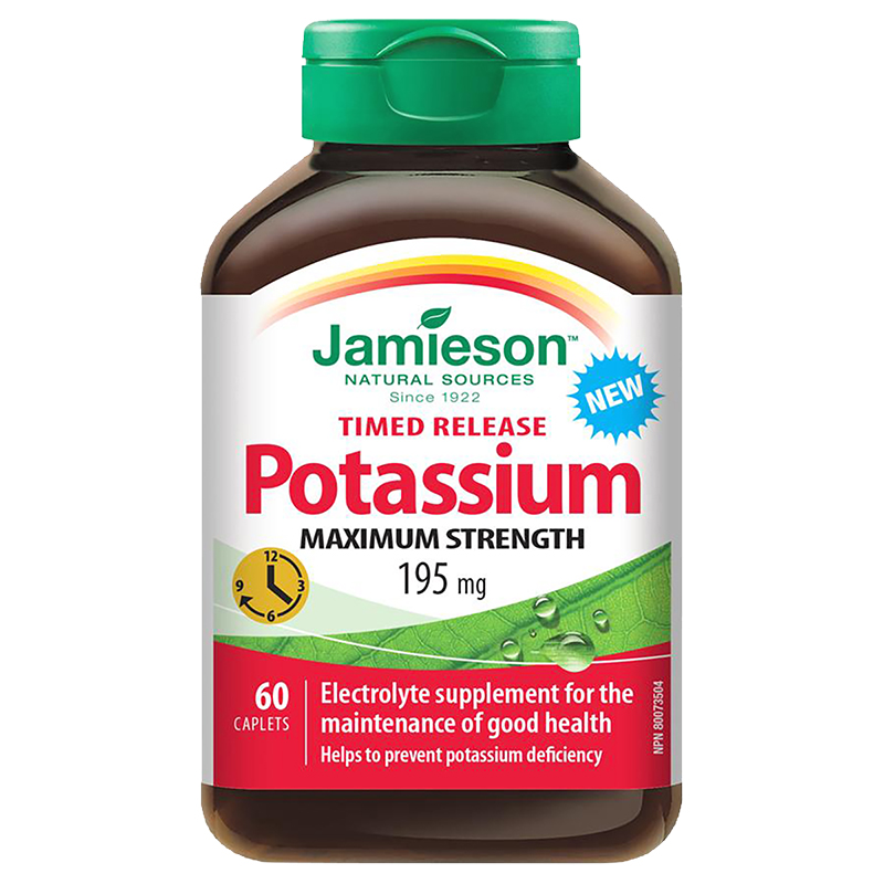 Jamieson Timed Release Potassium Maximum Strength - 195mg - 60 Caplets
