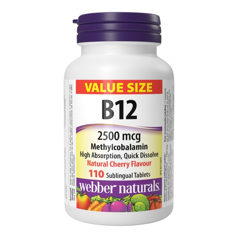 Webber Naturals Vitamin B12 Methylcobalamin Sublingual Tablets 