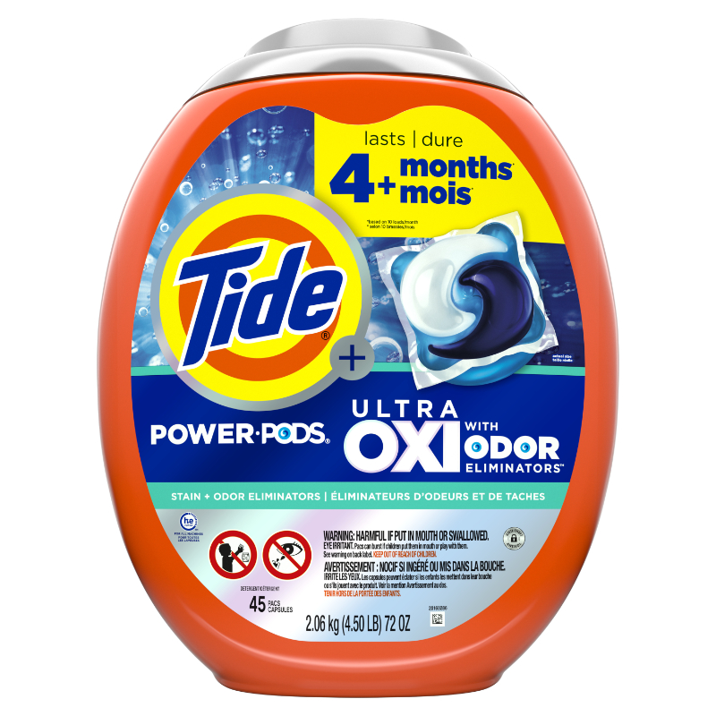 Tide Pods Ultra Oxi with Odor Eliminators Liquid Laundry Detergent - 45s