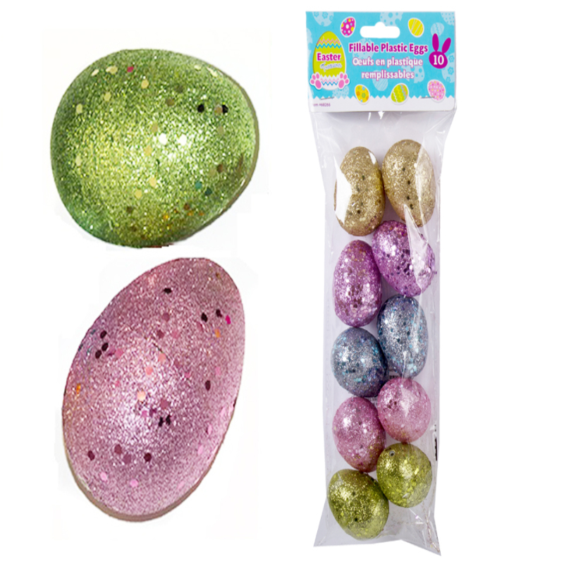 GLITTER PLASTIC EGGS Size 2.5in 10 pack