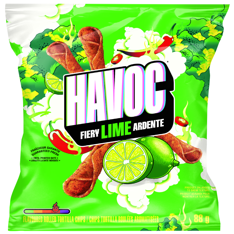 Havoc Rolled Tortilla Chips - Fiery Lime - 88g | London