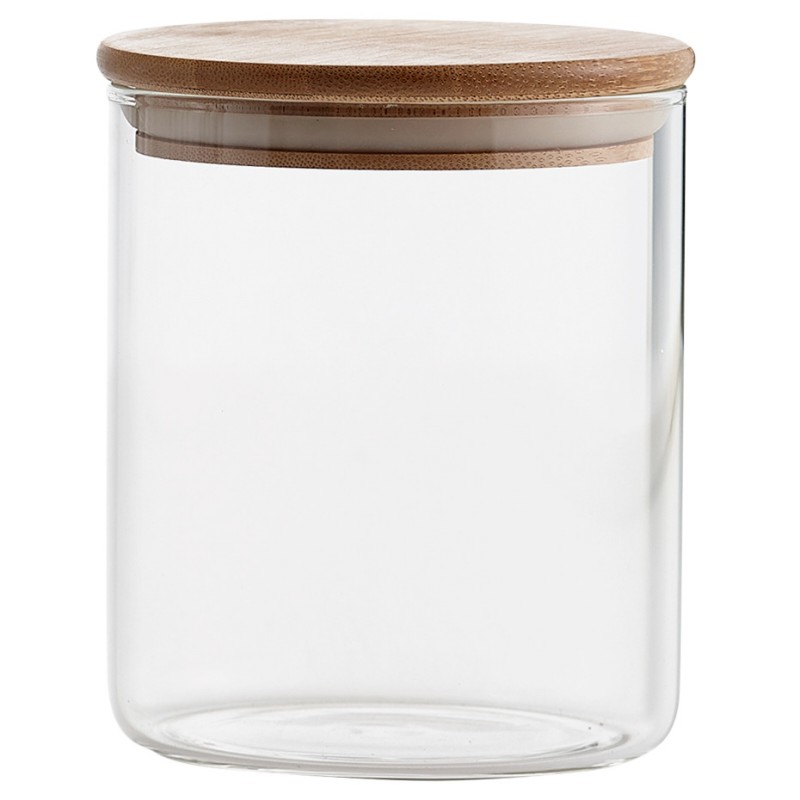 Safdie & Co. Glass Jar with Bamboo Lid - Clear