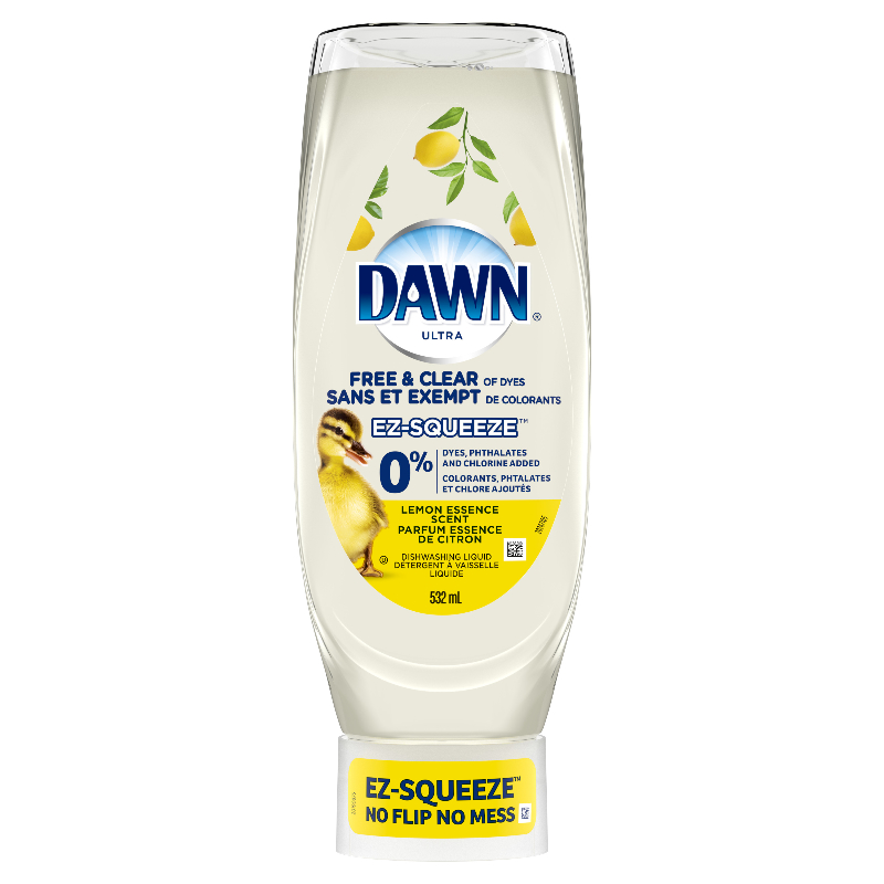 Dawn Ultra Free & Clear EZ-Squeeze Dishwashing Liquid - Lemon Essence Scent - 532ml