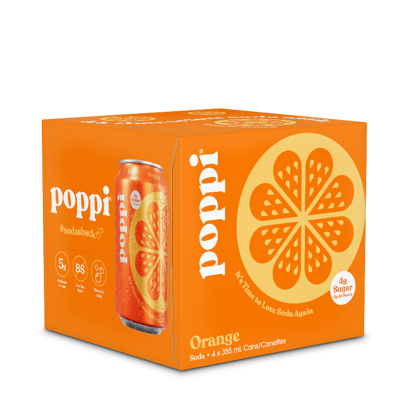 Poppi Prebiotic Soda - Orange - 4x355ml