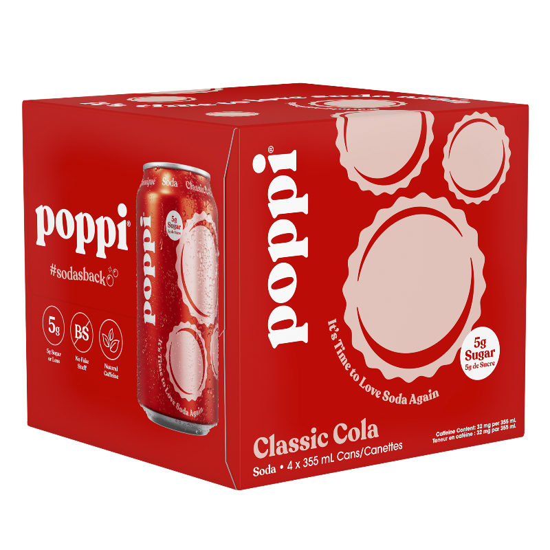 Poppi Prebiotic Soda - Classic Cola - 4x355ml