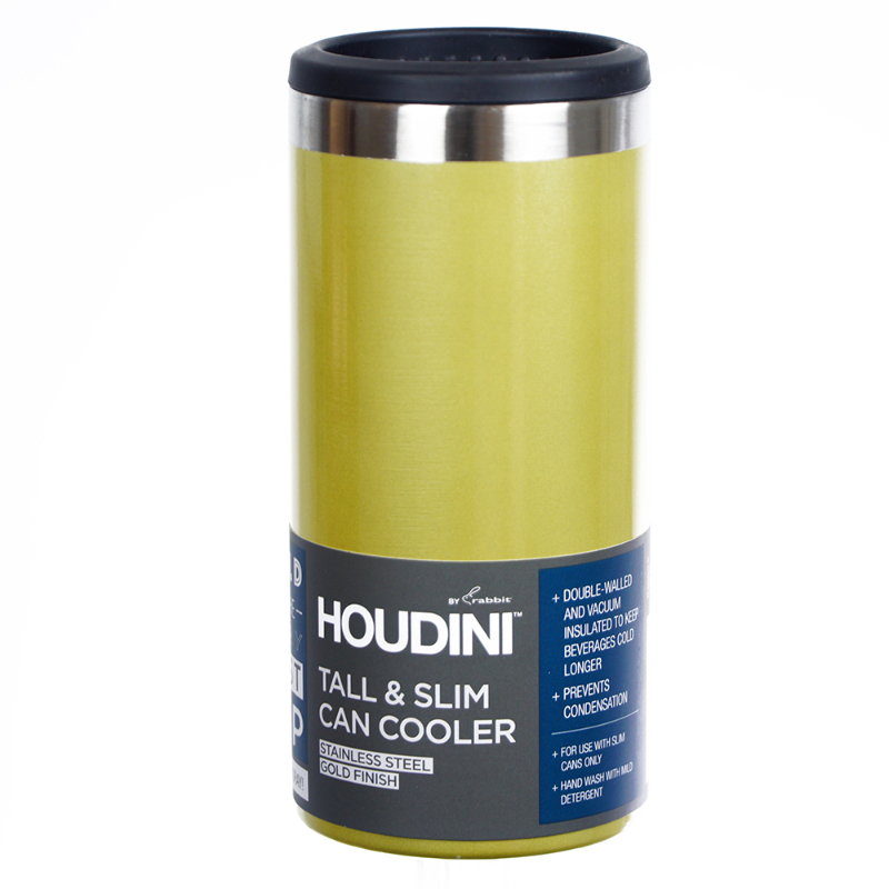 Houdini Tall & Slim Can Cooler - Gold - 12oz | London Drugs