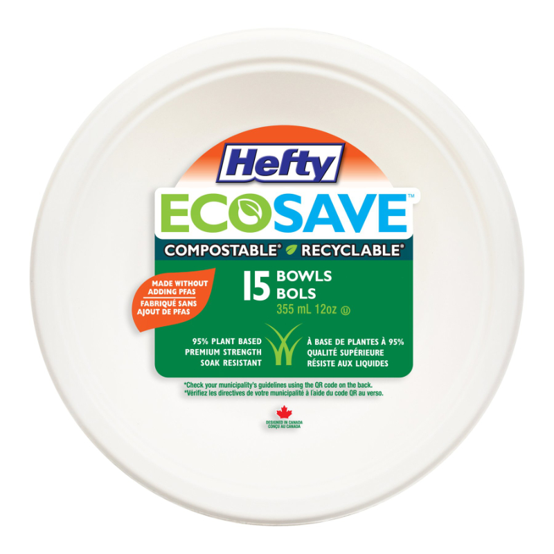 Hefty ECOSAVE Disposable Bowls - 355ml - 15's