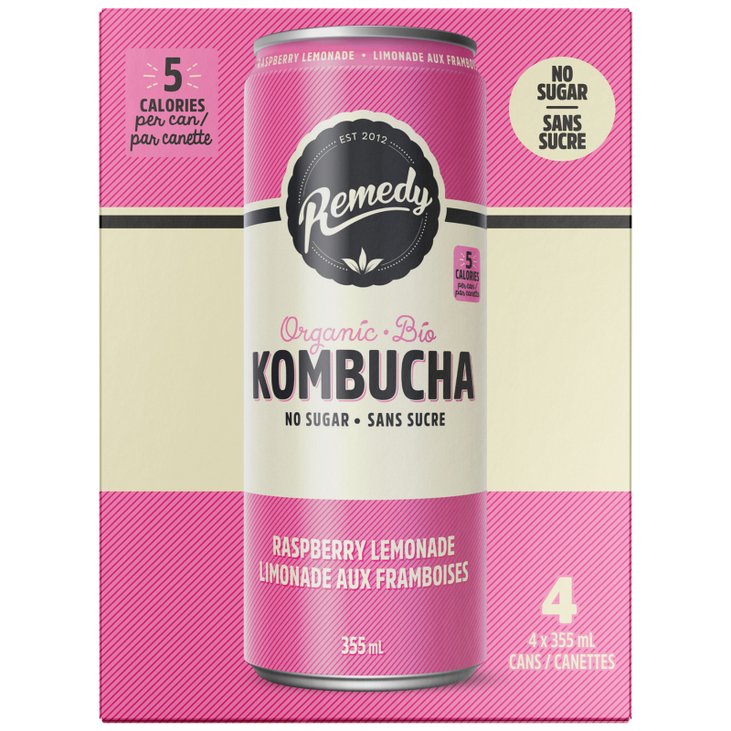 REMEDY KOMBUCHA RASP LEMON 4X355ML