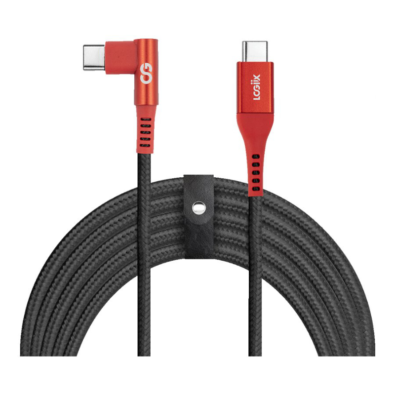 LOGiiX Piston Connect XL 90 USB-C to USB-C Cable - Red/Black - 3m