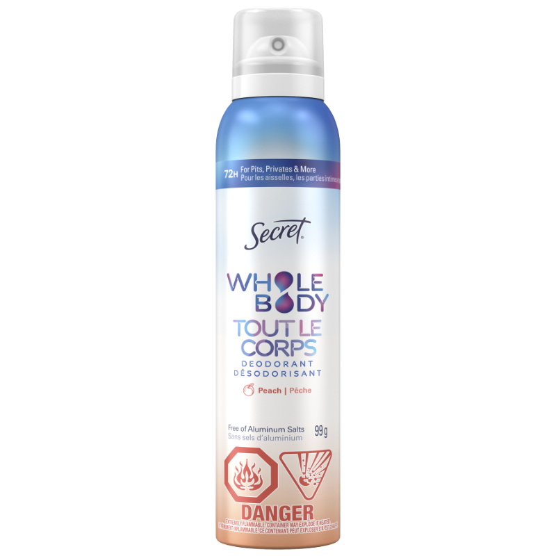 Secret Free of Aluminum Free Salts Whole Body Deodorant Spray - Peach & Vanilla - 99g