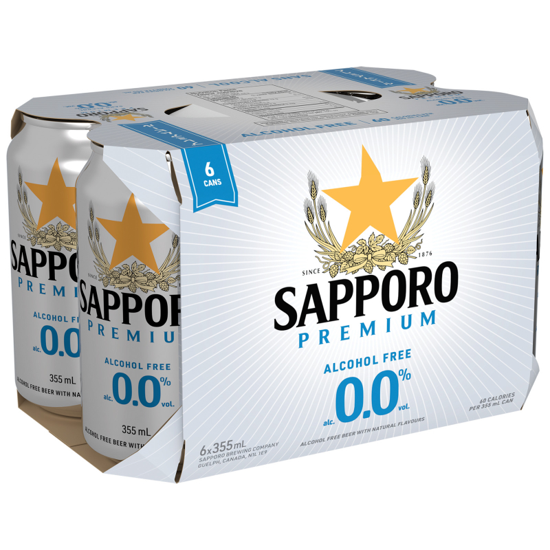 Sapporo Premium Non-Alcoholic Beer - 6x355ml