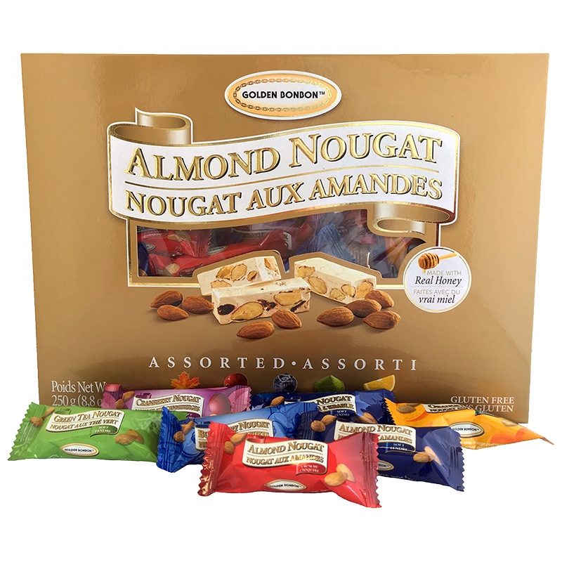 Golden Bonbon Almond Nougat Chocolate Box - Assorted - 250g