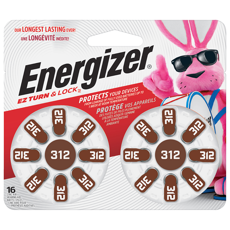 Energizer EZ Turn & Lock Size 312 Hearing Aid Batteries - Pack