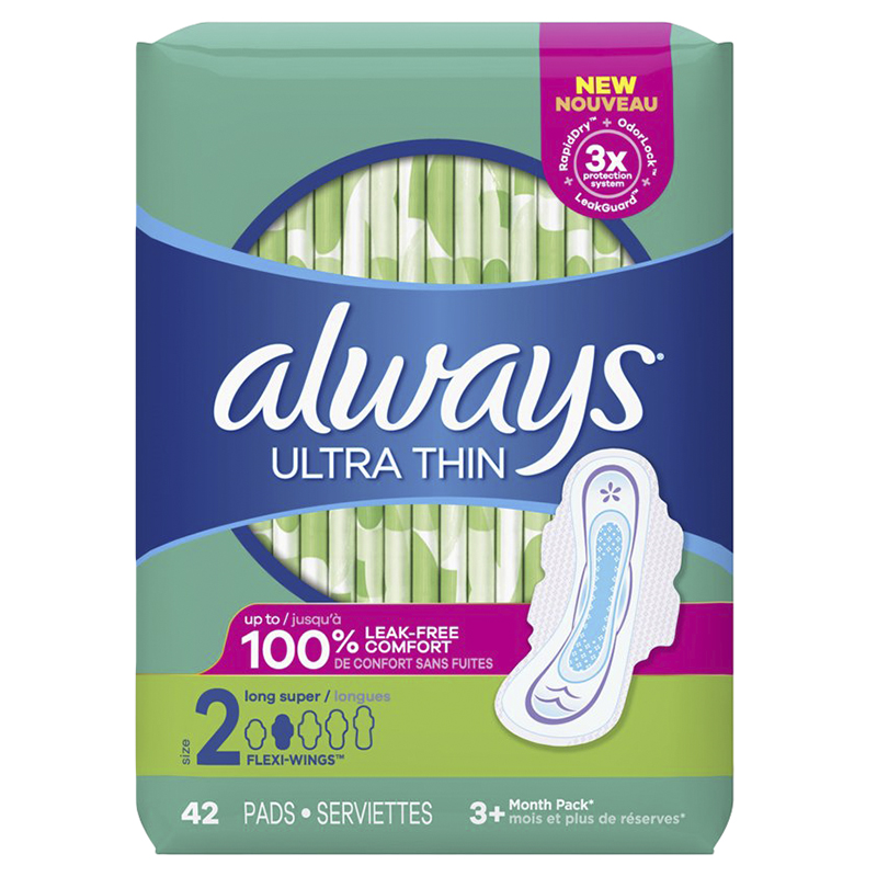 Always Ultra Thin Sanitary Pads - Long Super - Size 2 - 42's