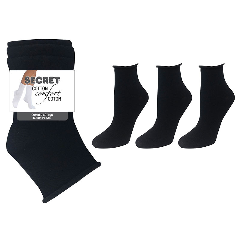 Secret Roll Top Ladies Socks - Black