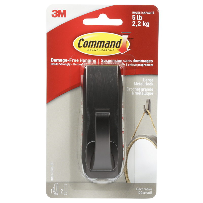 Command Modern Reflections Metal Hook, Large, Brushed Nickel - Holds Up To 5 Lbs, Damage-Free Hanging - View #7