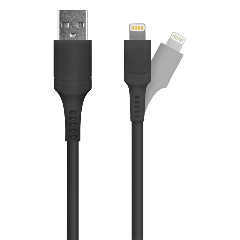 Logiix Sync & Charge 1.2M Anti-Stress Lightning Cable - Black - LGX12487