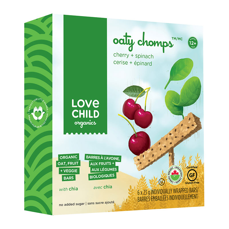 Love Child Organics Oaty Chomps Bars - Cherry + Spinach - 6 x 23g