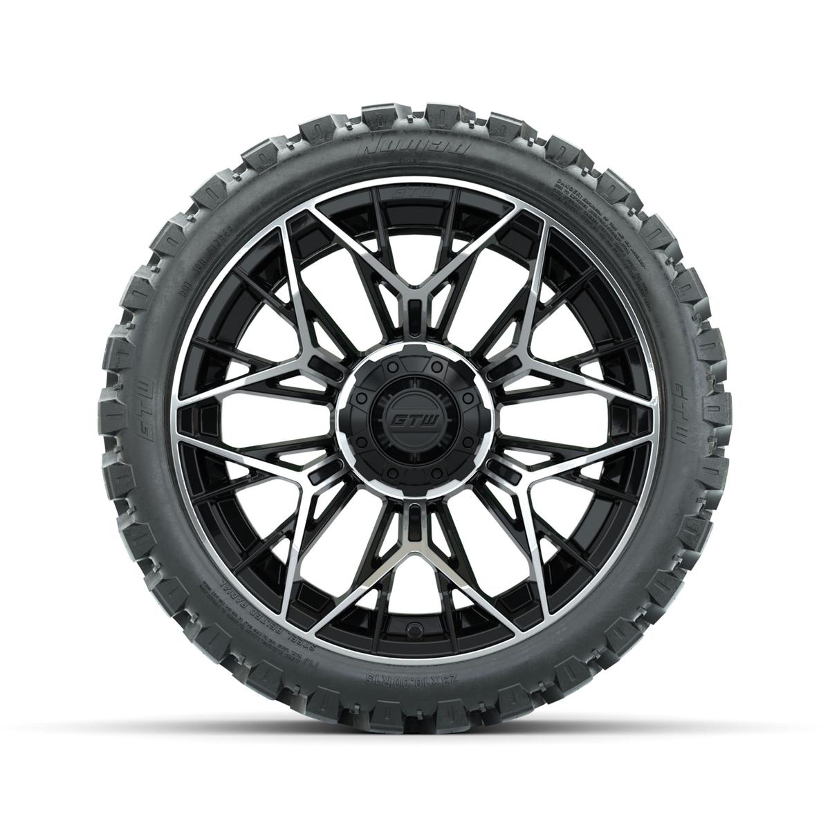 Set of (4) 15 in GTW® Stellar Machined & Black Wheels with 23x10-R15 Nomad All-Terrain Tire