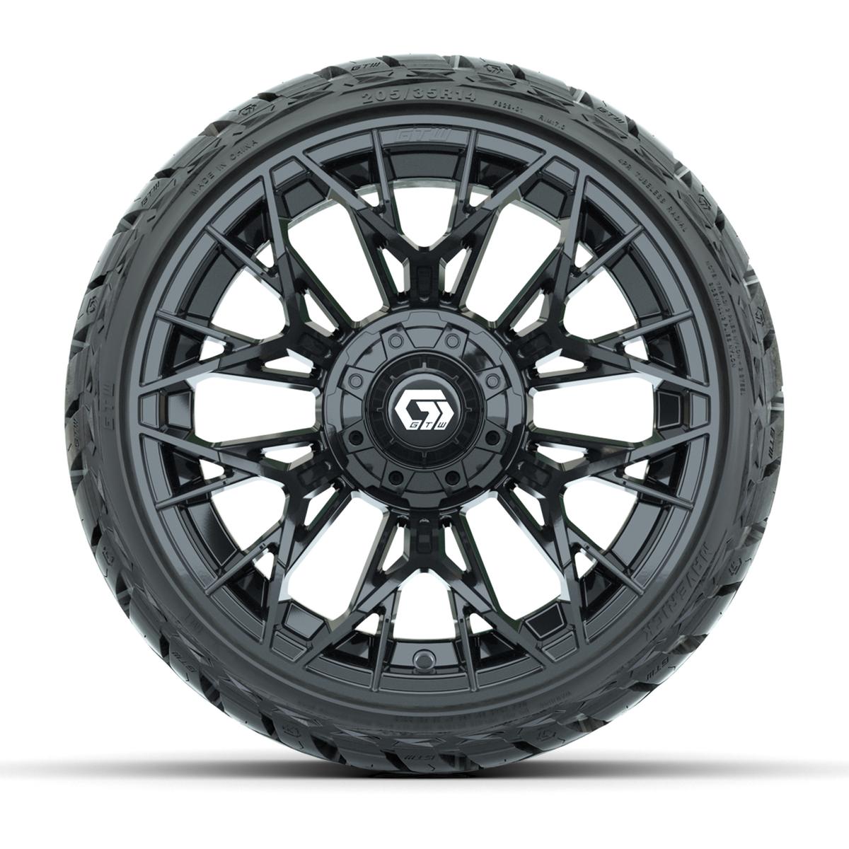 GTW Stellar Black 14 in Wheels with 205/35-R14 Maverick Low-Profile All-Terrain Tires – Full Set