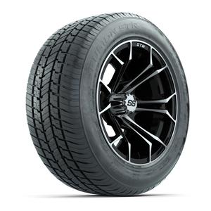 GTW&reg; Spyder Black and Machined 14 in Wheels with 255/50-R14 Fusion STR DOT Approved Street Tires - Full Set
