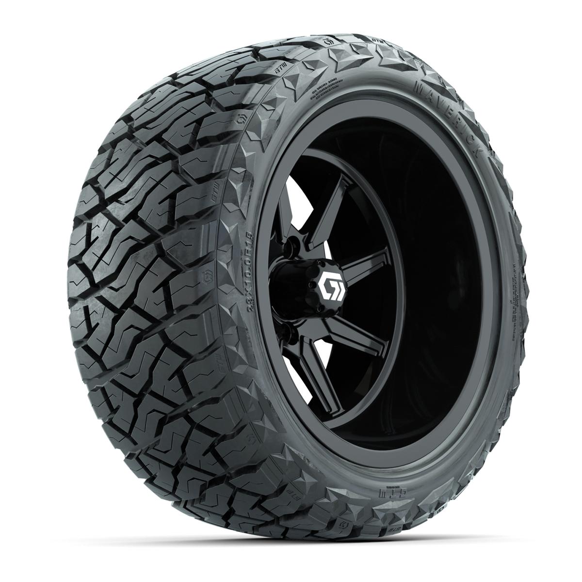 GTW&reg; Reaper Gloss Black 15 in Wheels with 23X10-R15 Maverick Steel Belted Radial All-Terrain Tires - Full Set