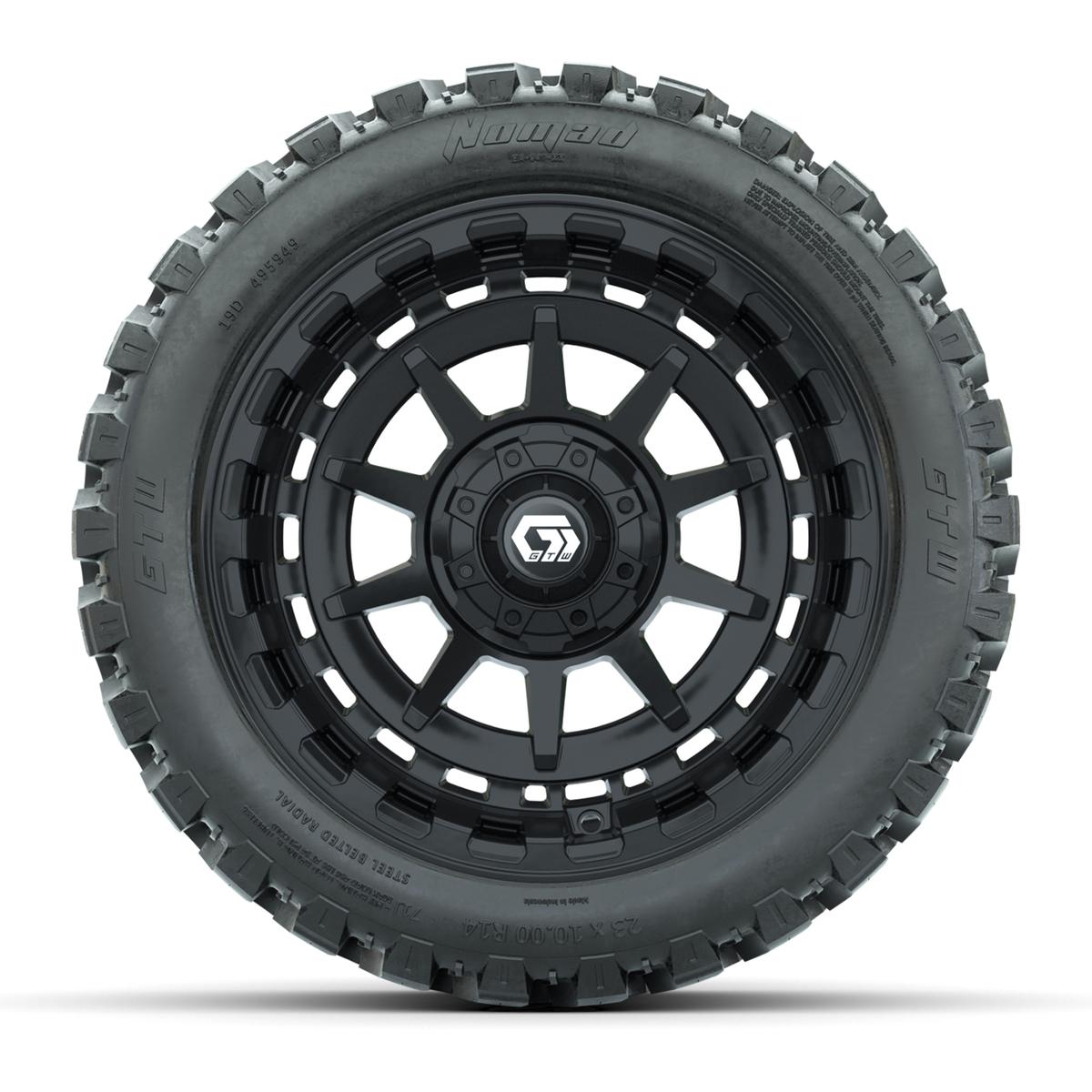 GTW&reg; Barricade Black 14 in Wheels with 23X10-R14 Nomad Steel Belt Radial All-Terrain Tires – Full Set