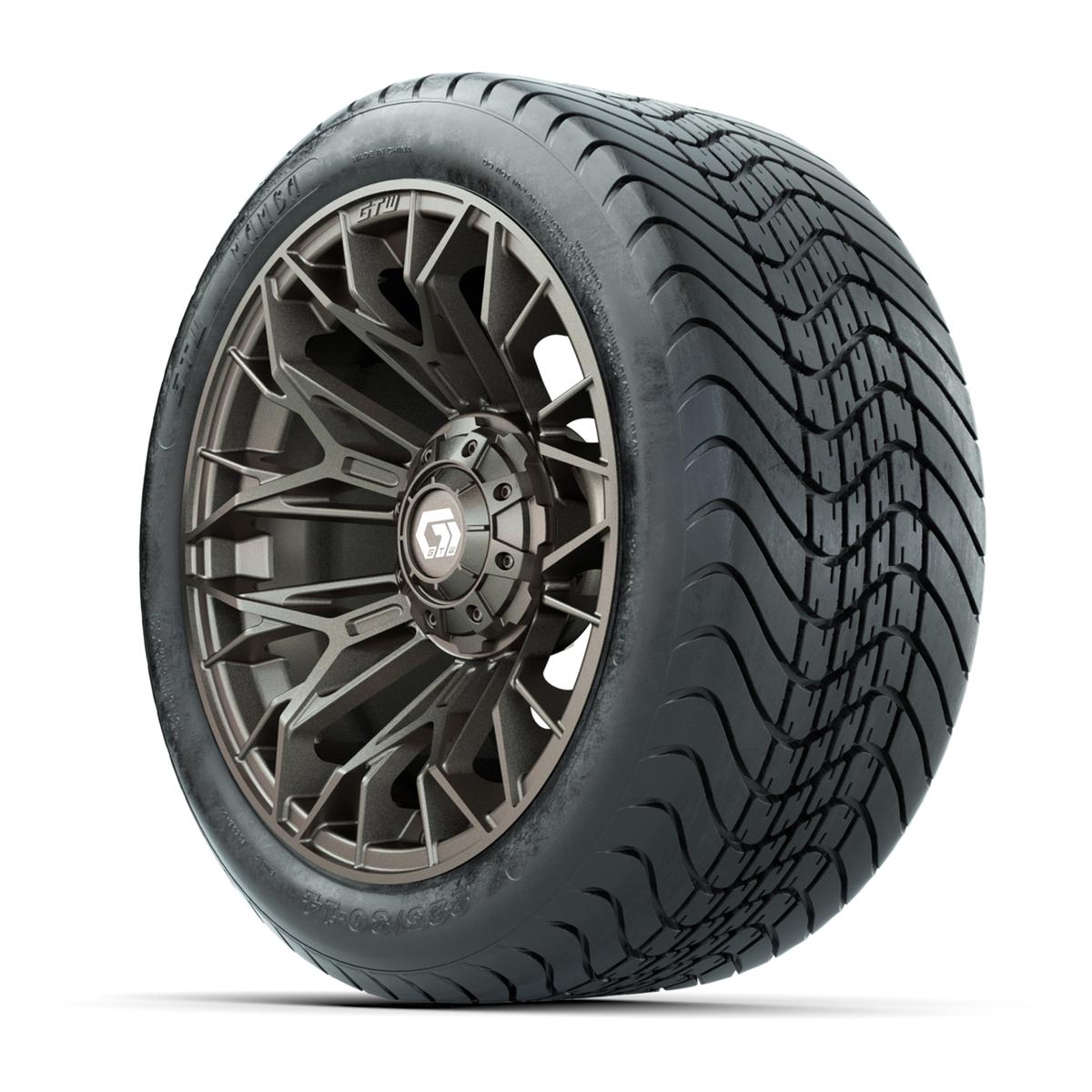 Set of (4) 14 in GTW® Stellar Matte Bronze Wheels with 225/30-14 Mamba Street Tire