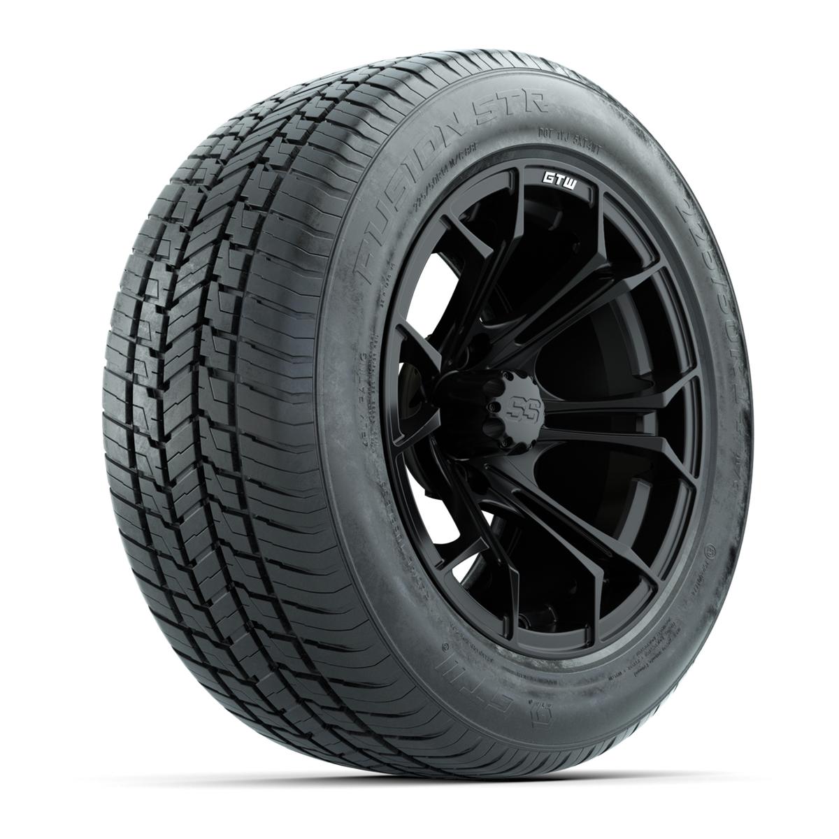 GTW&reg; Spyder Matte Black 14 in Wheels with 255/50-R14 Fusion STR DOT Approved Street Tires - Full Set