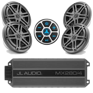 JL Audio Weatherproof Bluetooth Controller Kit with 280W Stereo Amplifier and 4 Speakers
