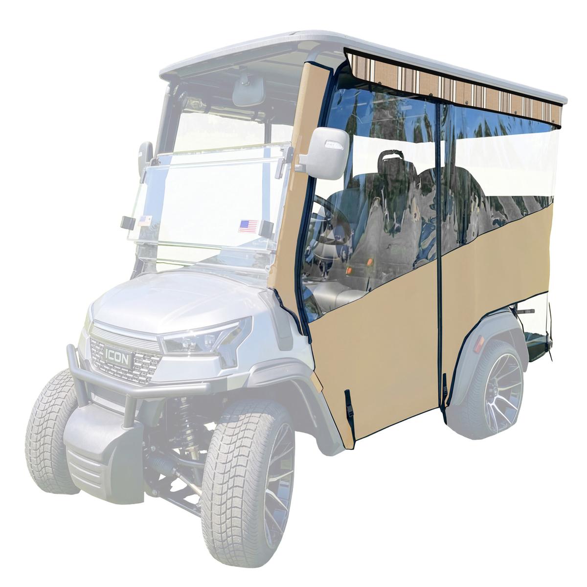 RedDot 4-Passenger Linen Track Style Enclosure with Emblem Beige Valance for ICON i40X (Years 2026-Up)
