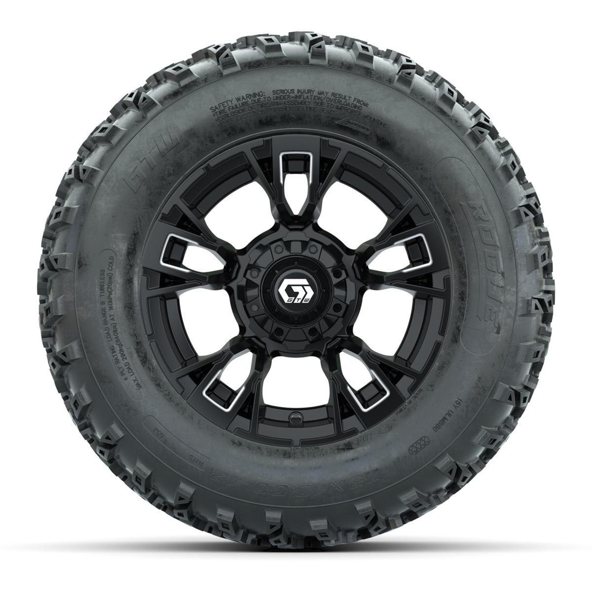 GTW&reg; Vandal Matte Black/Machined 12 in Wheels with 23X10.00-12 Rogue All-Terrain Tires – Full Set